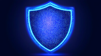 Poster - Abstract Neon Blue Shield: Digital Security Concept