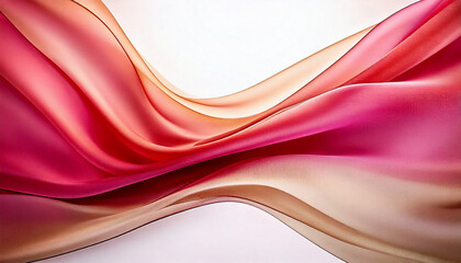 Leinwandbilder - Wavy abstract background with flowing satin fabric in shades of pink and beige, creating a smooth and elegant texture.