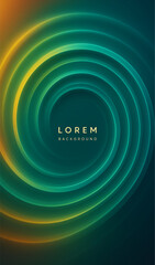 Poster - vibrant abstract background features a mesmerizing spiral of glowing concentric curves that radiate from the center in harmonious shades of teal, green, and golden yellow.
