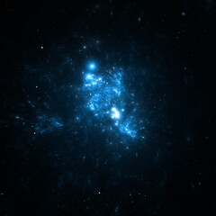 Wall Mural - stunning cosmic formations display vivid blue light and dynamic gases against the dark expanse of sp