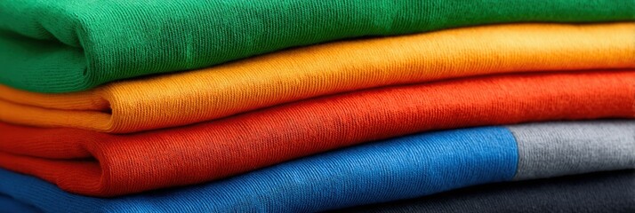 Aufkleber - Folded Sweat-Resistant T-Shirts in Bright Colors Displayed in an Open Side Margin for Easy Viewing and Selection