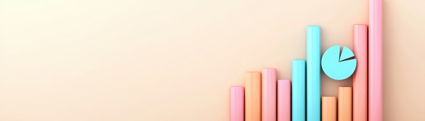 Poster - Colorful Bar Graph and Pie Chart on Soft Background for Business Growth and Financial Analysis Concepts