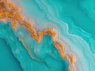 Poster - Vibrant Abstract Art with Swirling Teal and Orange Patterns Reflecting Natural Fluidity and Color Harmony