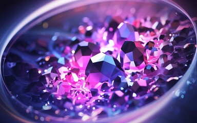Fototapete - Abstract background with vibrant purple, pink, and blue crystal textures creating a radiant glow