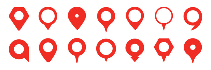 Leinwandbilder - Collection of red map pin vector icon. Marker location icon set