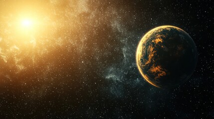 Wall Mural - a distant exoplanet with a habitable atmosphere