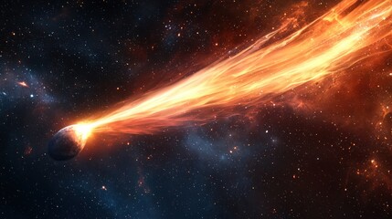 Wall Mural - a dusty comet tail interacting with solar wind