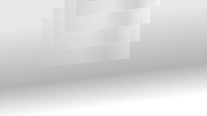 Poster - Transparent 3D glass panels on a white background with depth and modern minimal aesthetic. Seamless looping geometric abstract motion design. Video animation Ultra HD 4K 3840x2160