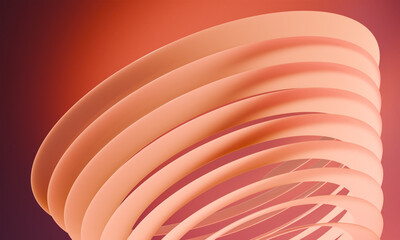 Poster - Abstract 3D Render of Intersecting Peach-Colored Rings on a Gradient Red and Purple Background