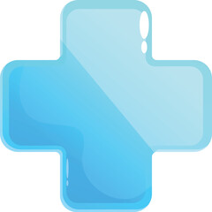 Poster - Glossy blue cross representing medical services, healthcare, and pharmacy, with rounded edges and a gradient effect