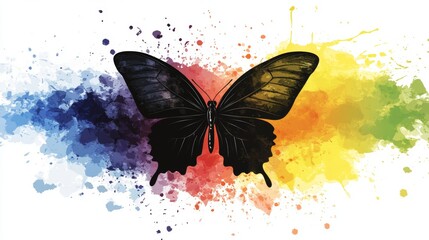 Poster - a watercolor illustration featuring butterflies with bright and colorful appearances