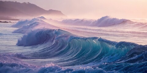 Aufkleber - ocean wave, sunrise, coastal landscape