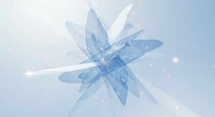 Poster - Abstract Light Blue Flower Design with Geometric Elements and Soft Lighting for Modern Backgrounds