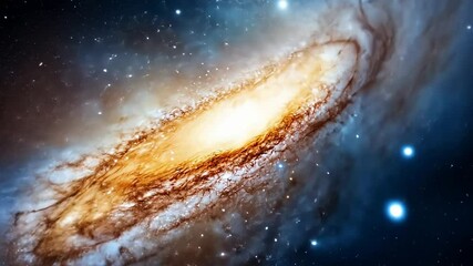 Wall Mural - Spiral galaxy in deep space shimmering with stars and cosmic dust.