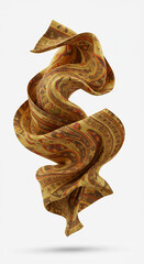 Poster - Swirling patterned fabric with paisley design. Textile art with flowing, twisting shape against white background. Decorative element.