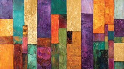 Aufkleber - Abstract colorful textured background with geometric shapes and rich hues.