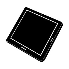 Poster - Illustration of a black tablet device with a blank screen and white border at an angle view design