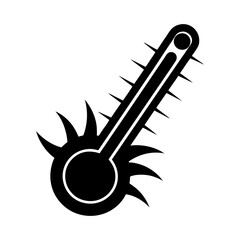 Poster - Illustration of a black thermometer with spikes along the sides and bottom edge in a white background