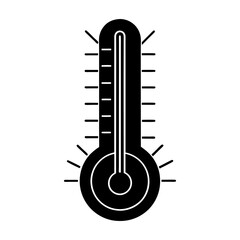 Poster - Illustration of a black thermometer with a circular base and temperature indicators on a white background