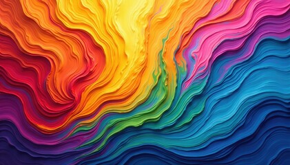 Wall Mural - Vibrant rainbow-colored abstract swirls, painted texture , multi-color, magical