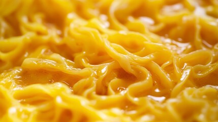 Poster - Close-up of vibrant yellow pasta, showcasing its texture and glossy surface.