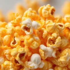 Poster - Close-up shot of freshly popped popcorn, capturing its irresistible texture and inviting colors for a delicious movie night treat.