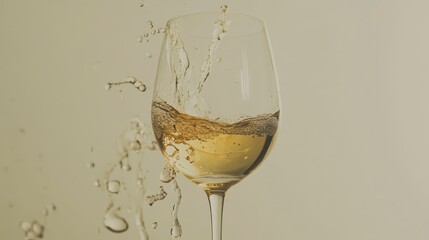 Poster - White wine splashing in a glass.