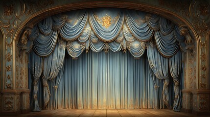 Fototapete - Elegant theatre stage curtain background