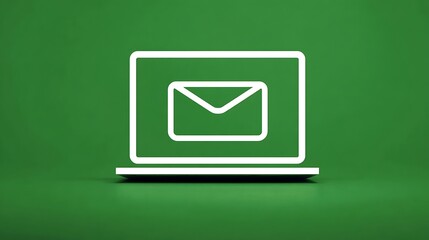 Aufkleber - Email icon illustration on laptop screen, green background