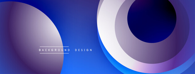 Poster - Abstract circles overlap, creating gradient blue purple effect. Modern design suitable for banners, backgrounds. Simple, elegant.
