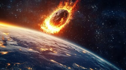 Wall Mural - a massive asteroid approaching earth