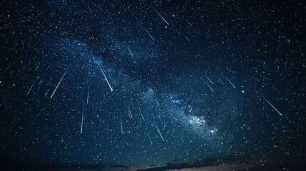 Wall Mural - a meteor shower illuminating the night sky