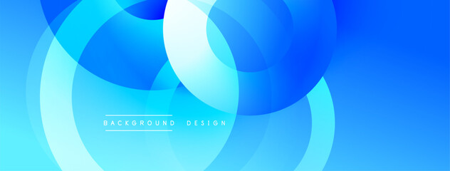 Leinwandbilder - Abstract blue circles overlap creating dynamic visual effect. Gradient shades enhance depth, modern design element.