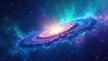 Wall Mural - vibrant swirling nebula of blues, purples, and greens , universe, night sky, celestial