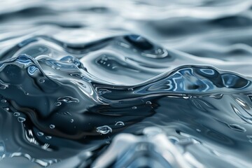 Poster - Refreshing, pure water surface with gentle waves and tiny air bubbles, creating a calming and hydrating visual