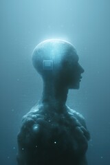 Poster - Futuristic android silhouette with circuitry in profile