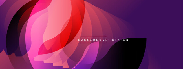 Poster - Abstract fluid shapes, vibrant colors blend. Dynamic composition creates modern background design. Purple, pink, red hues dominate visual space.