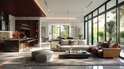 Aufkleber - Explore a living area where modern and minimalist sensibilities take center stage, showcased by contemporary design and elegant modern furniture