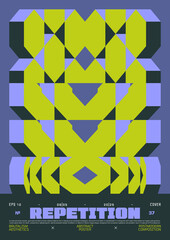 Poster - Modern abstract poster, Raster version of high quality and resolution, artwork with geometric postmodern shapes in brutalism aesthetics, minimalistic trendy bold composition, A4 futuristic graphic 37