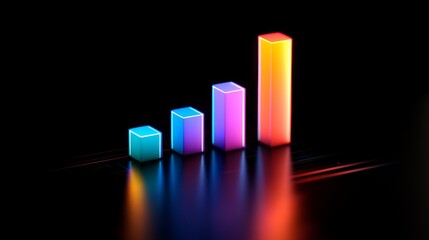  - A futuristic financial graph in neon colors over a black background, with digital data points glowing, creating a high-tech aesthetic