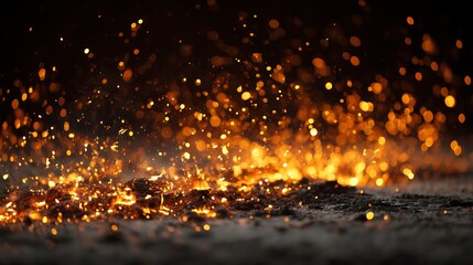 Leinwandbilder - Fire with sparks on dark background