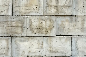 Poster - Sturdy concrete block wall provides a textured and weathered background, ideal for industrial or construction themes