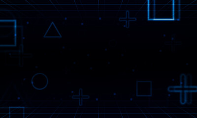 Poster - Abstract Game Loading speed Light out technology and with neon triangles. Hitech communication concept innovation background, vector design