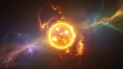 Wall Mural - Sun in outer space cosmic view