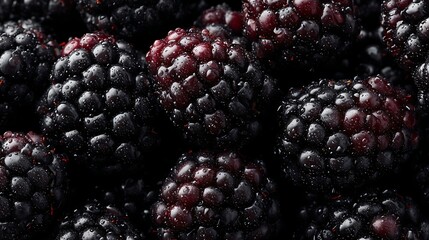 Poster - Fresh blackberries banner, blackberry background, close, up food photography