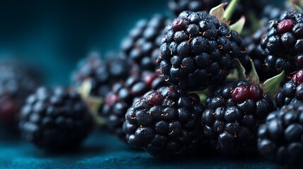 Poster - Fresh blackberries banner, blackberry background, close, up food photography