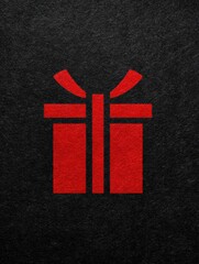 Poster - Bold Red Gift Icon on a Simple Black Background, Perfect for Celebration Invitations or Festive Decorations