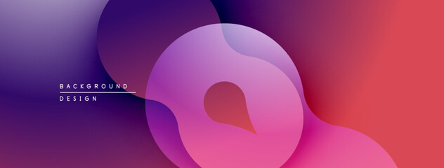 Poster - Abstract fluid shapes overlap, creating vibrant gradient effect. Purple, pink, red hues dominate composition. Modern design element.