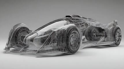 Poster - Frontside futuristic ar car wireframe concept