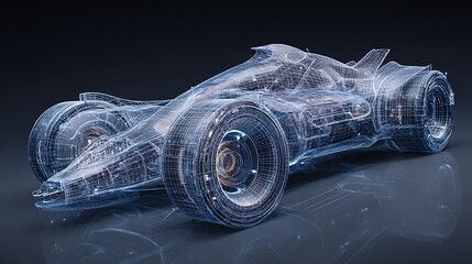 Poster - Frontside futuristic ar car wireframe concept